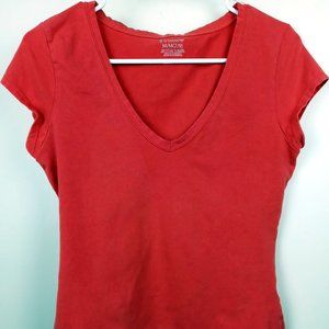Red waist high short sleeve top